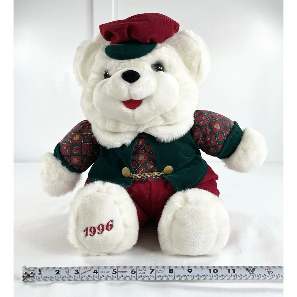 Vtg‎ 1996 MTY International Papa Teddy Bear Plush Christmas Green Vest Hat 20